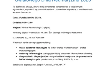 zaproszenie swiatowy dzien reumatyzmu